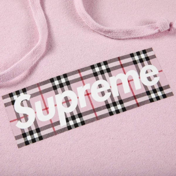 Supreme Burberry Box Logo Hoodie Light Pink 1