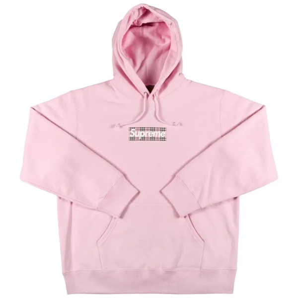 Supreme Burberry Box Logo Hoodie Light Pink