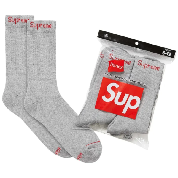 Supreme x Hanes Crew Socks Heather Grey