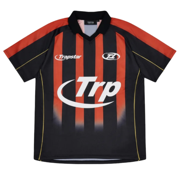 Trapstar Hyperdrive Striped Football Jersey - Black_Red 1