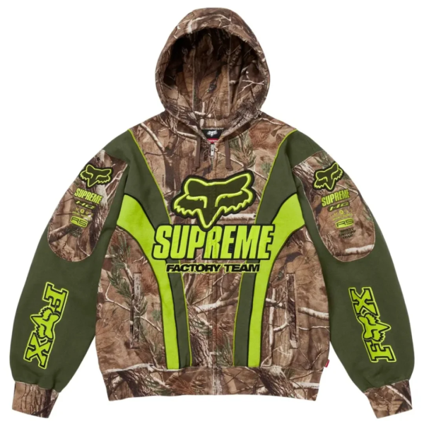 Supreme Fox Racing Zip Up Hooded Sweatshirt Realtree Hardwoods Camo 1