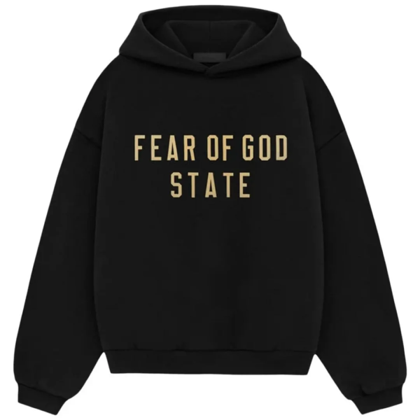 Fear of God Essentials Black Gold Fleece Hoodie 1