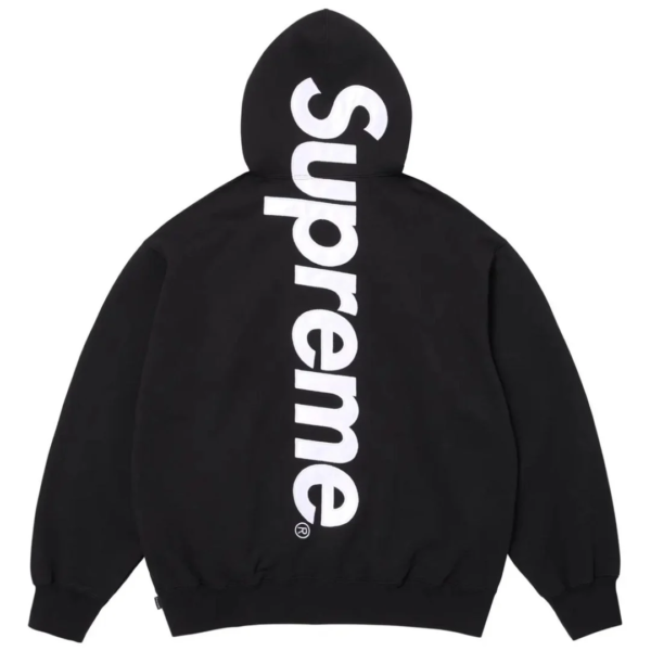 Supreme Satin Applique Hooded Sweatshirt (SS26) Black 2