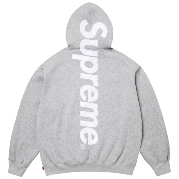 Supreme Satin Applique Hooded Sweatshirt (SS26) Heather Grey 2