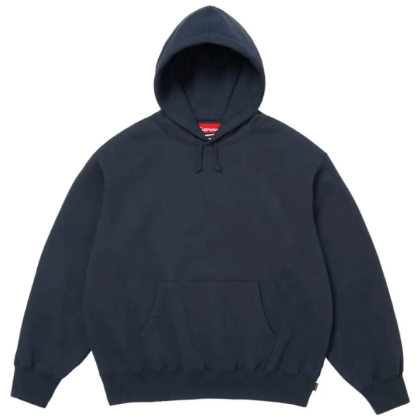 Supreme Satin Applique Hooded Sweatshirt (SS26) Washed Navy 1