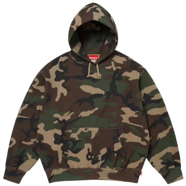 Supreme Satin Applique Hooded Sweatshirt (SS26) Woodland Camo 1